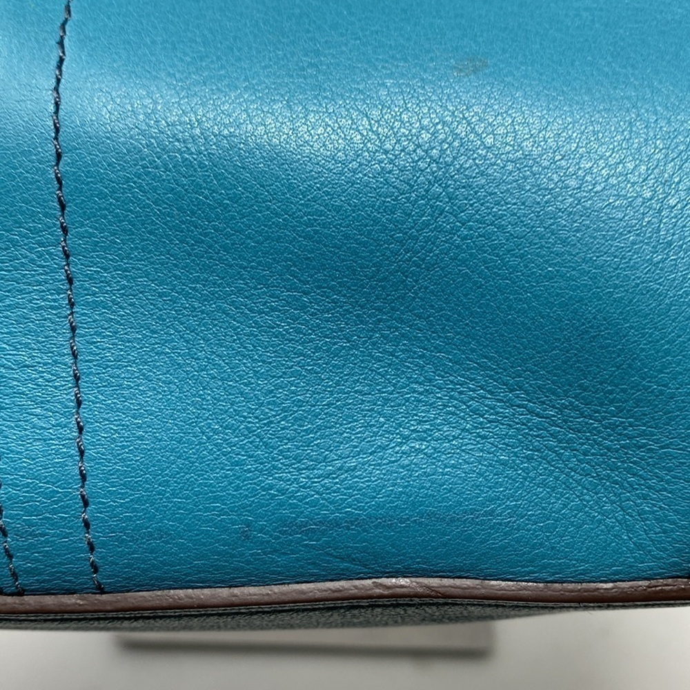 Vintage Y2K Coach Signature East West Demi Baguette Bag RARE Teal Blue color - Picture 7 of 16